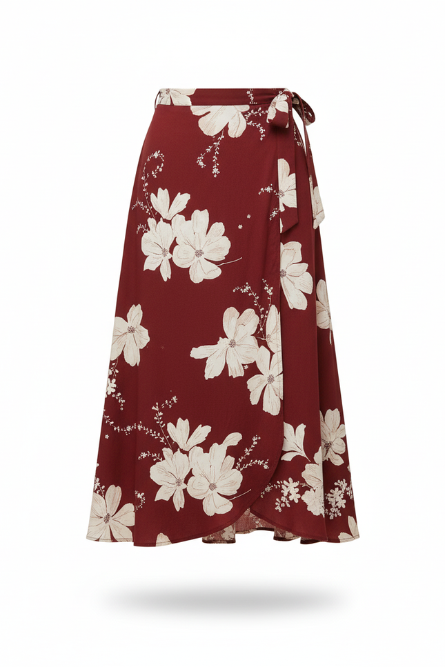 Jupe Portefeuille Longue Rouge