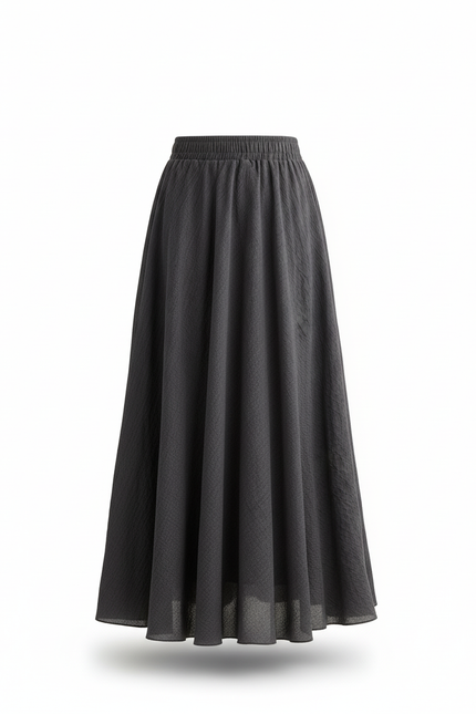 Jupe Longue Gris Anthracite Fluide Bohème