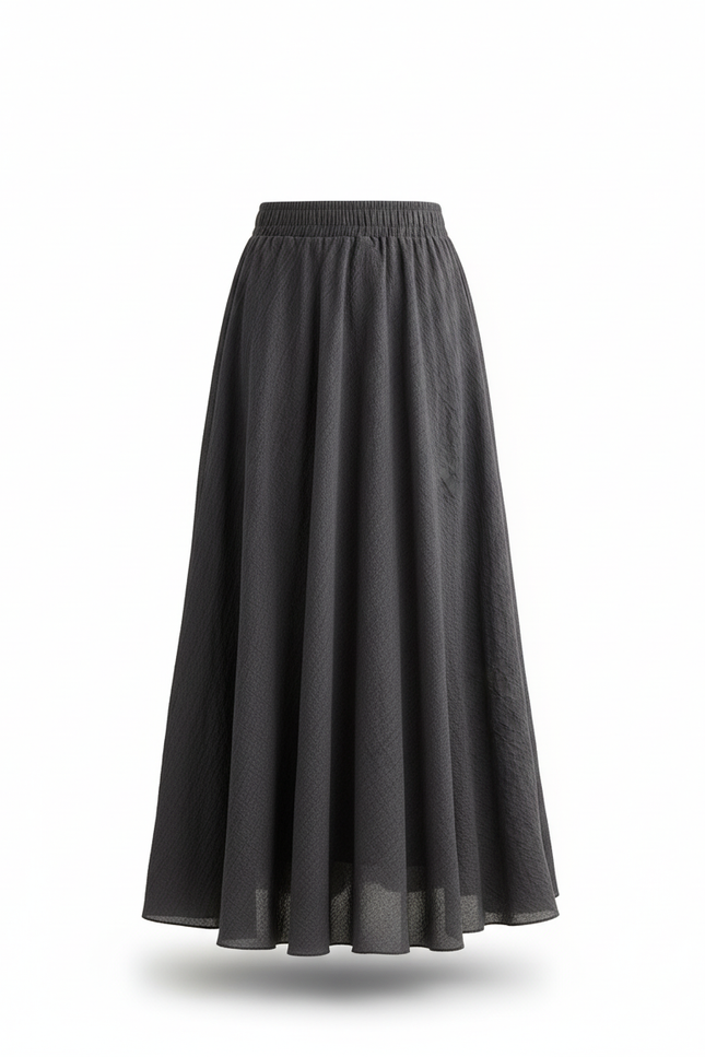 Jupe Longue Gris Anthracite Fluide Bohème