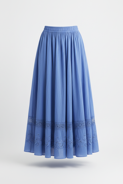 Jupe Longue Bleue Fluide Bohème