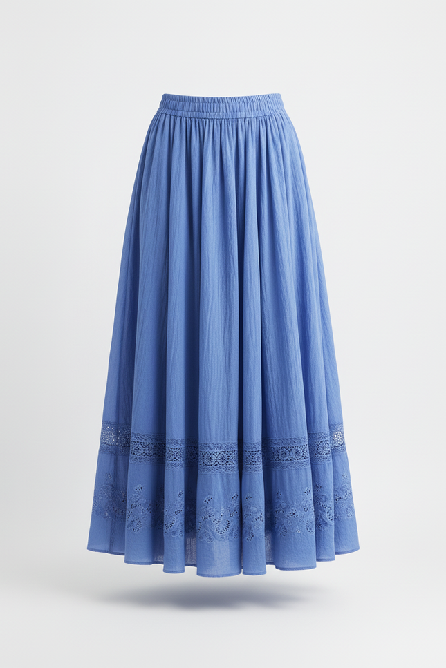 Jupe Longue Bleue Fluide Bohème