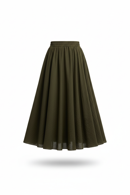 Jupe Longue Vert Kaki Fluide Bohème