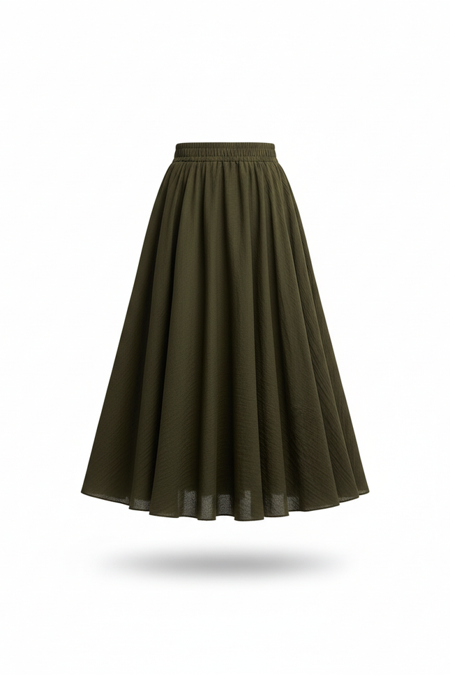 Jupe Longue Vert Kaki Fluide Bohème