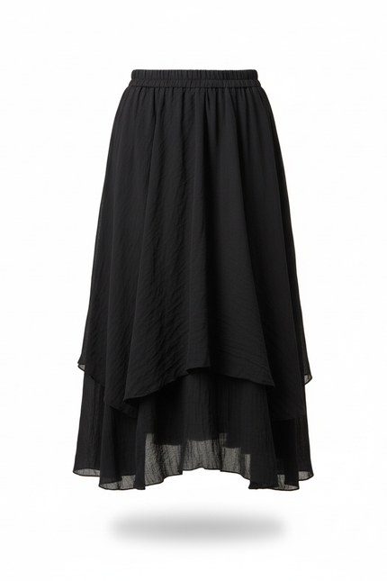 Jupe Longue Noire Superposée Élégante
