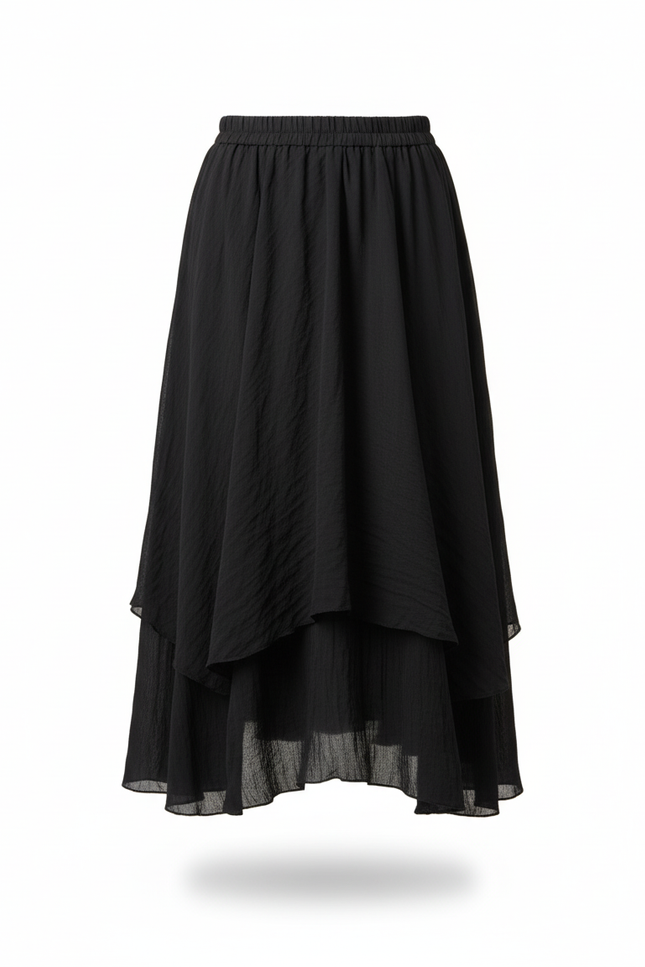 Jupe Longue Noire Superposée Élégante