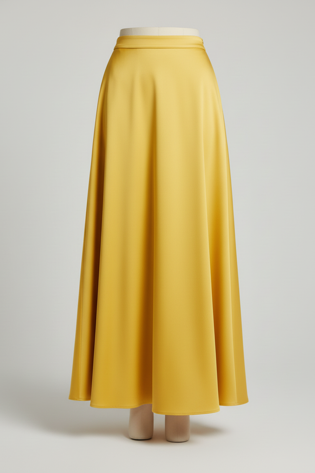 Jupe Longue Jaune Satinée Fluide