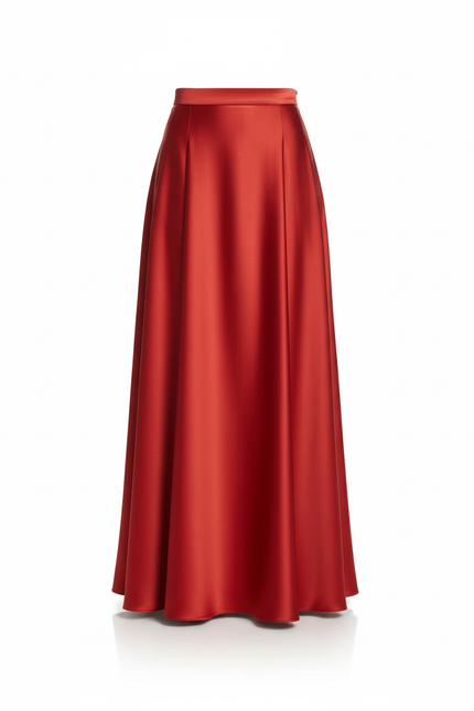 Jupe Longue Rouge Satinée Élégante