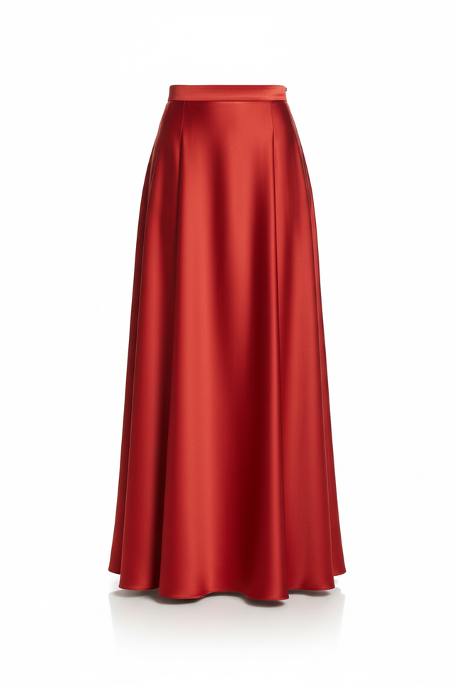 Jupe Longue Rouge Satinée Élégante