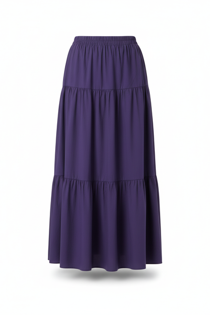 Jupe Longue Violette À Volants Fluide Chic