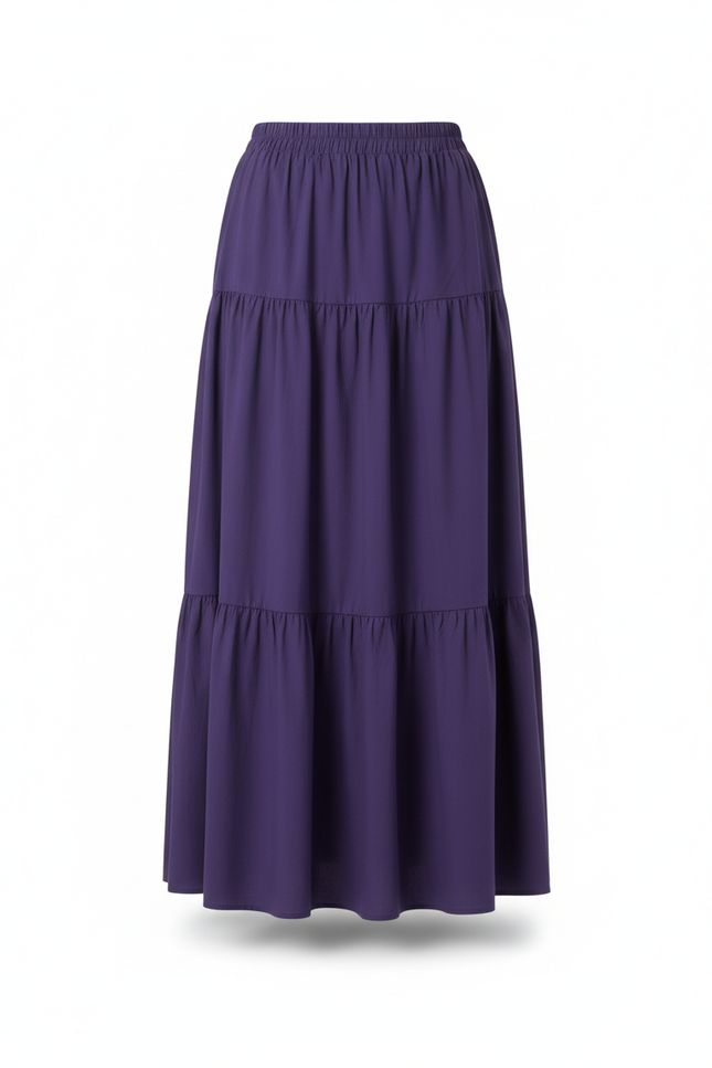 Jupe Longue Violette À Volants Fluide Chic