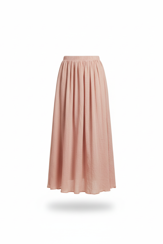 Jupe Longue Rose Plissée Fluide Chic