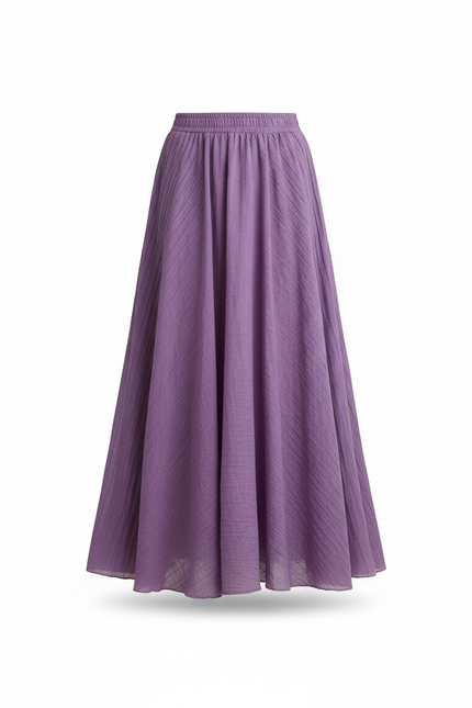 Jupe Longue Lavande Taille Haute Fluide