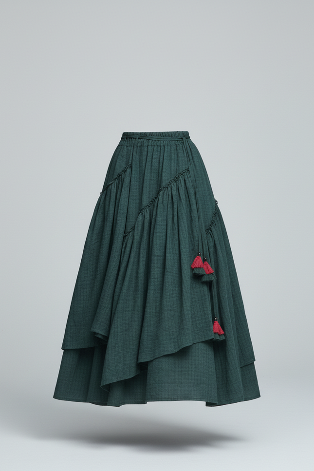 Jupe Longue Verte Superposée Bohème