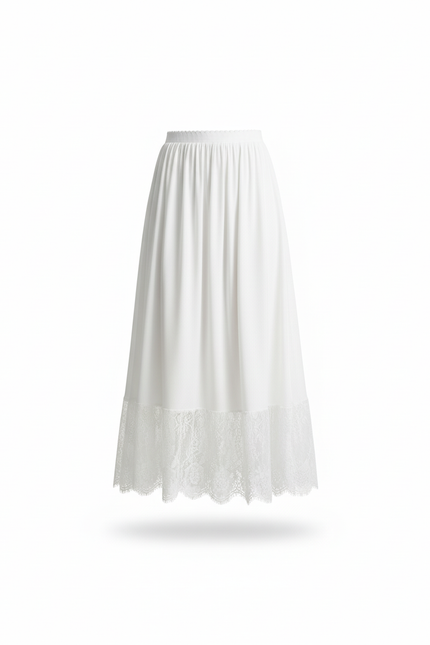 Jupe Longue Blanche Dentelle Fluide Chic