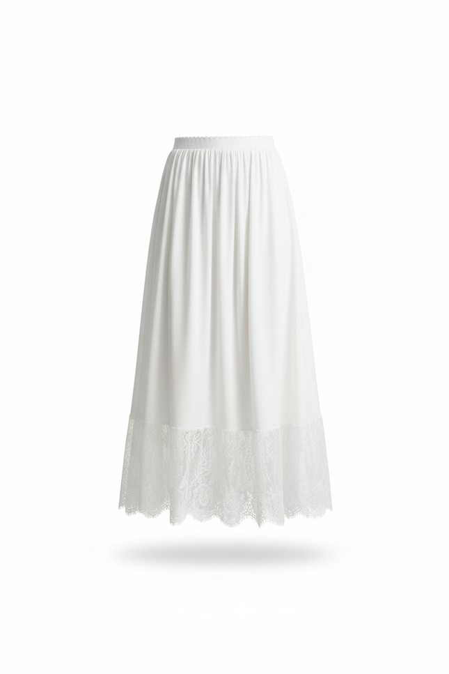 Jupe Longue Blanche Dentelle Fluide Chic