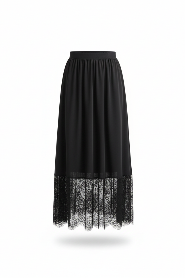 Jupe Longue Noire Dentelle Élégante Bohème