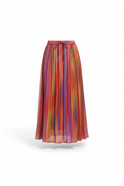 Jupe Longue Multicolore Rayée Fluide