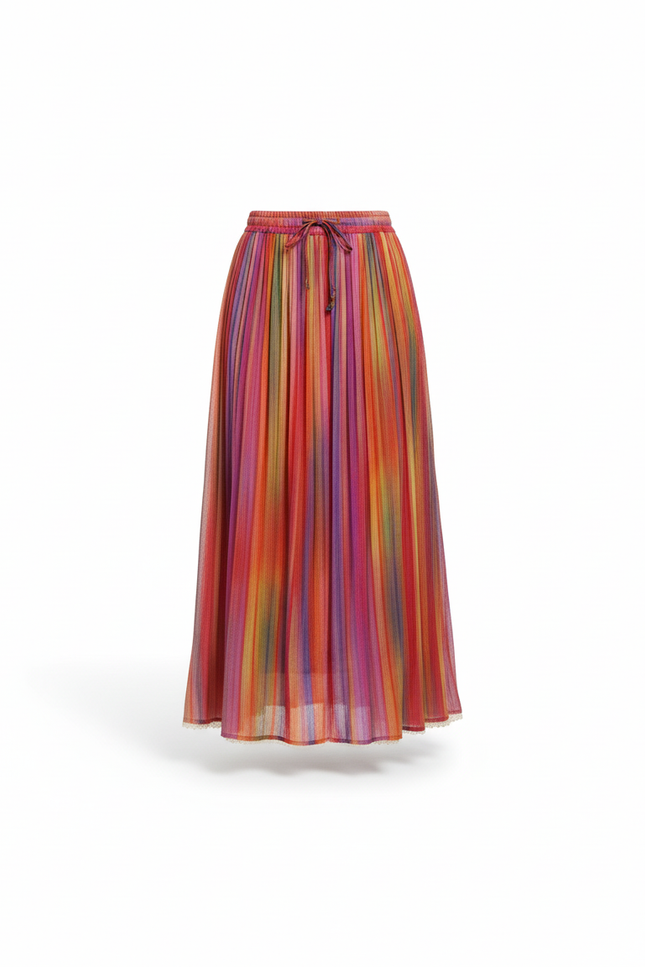 Jupe Longue Multicolore Rayée Fluide