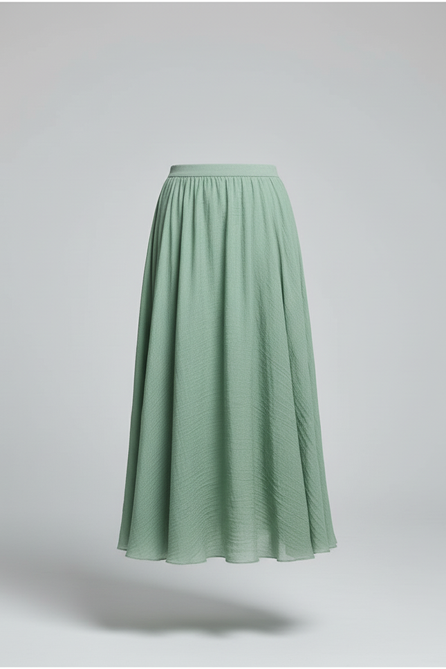 Jupe Longue Verte Fluide Bohème Femme