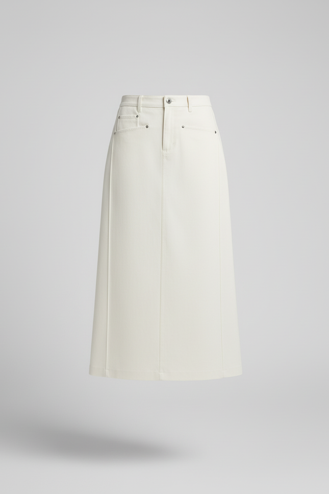 Jupe Longue Écru Droite Élégante