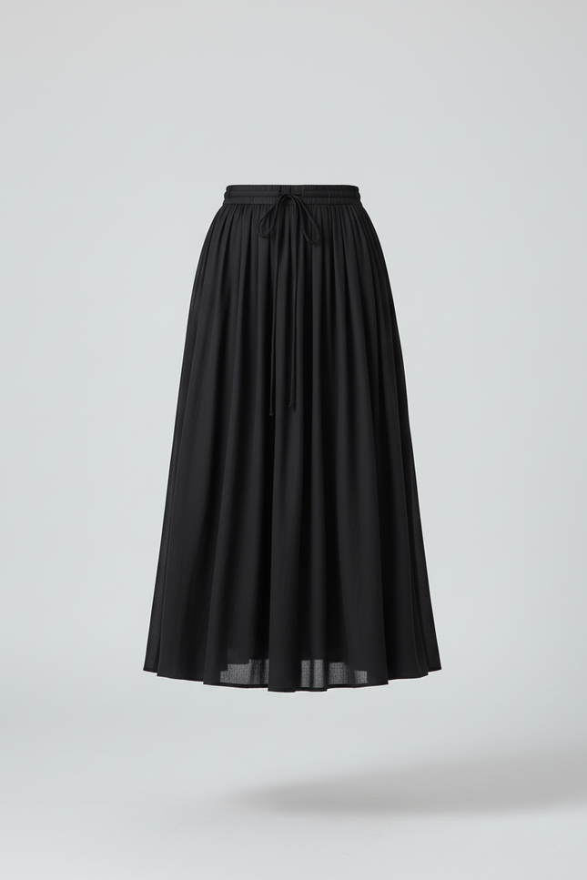 Jupe Longue Noire Fluide Décontractée Mode