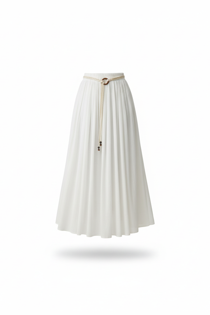 Jupe Longue Blanche Plissée Bohème Été