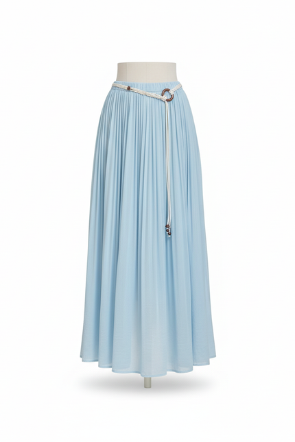 Jupe Longue Bleue Ciel Plissée