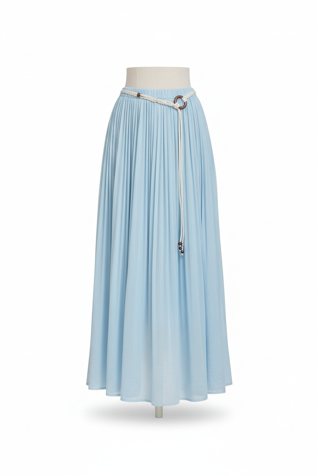 Jupe Longue Bleue Ciel Plissée