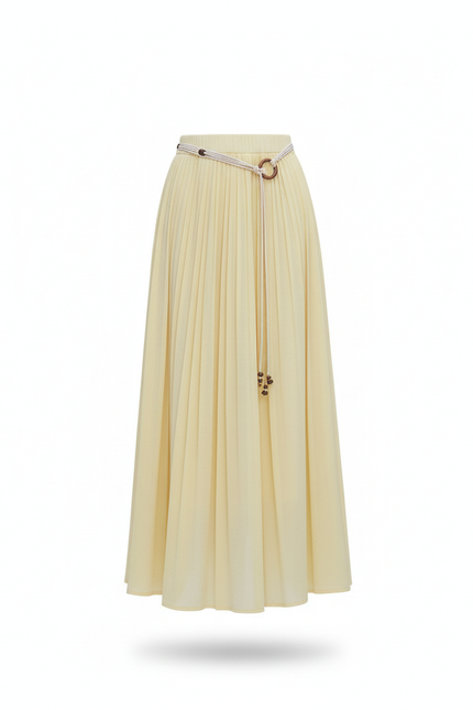Jupe Longue Jaune Plissée Bohème