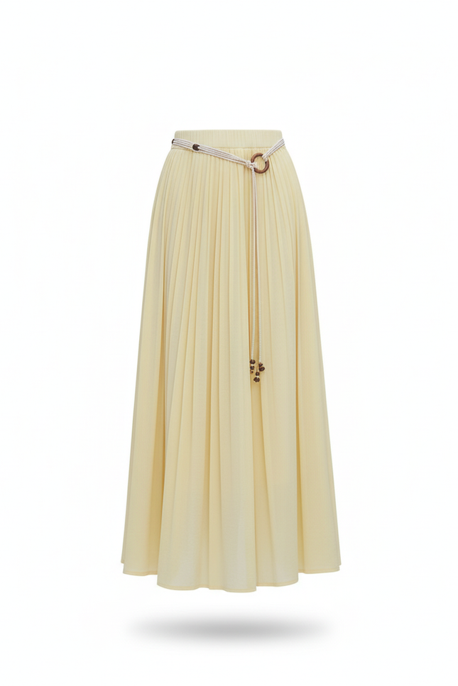 Jupe Longue Jaune Plissée Bohème