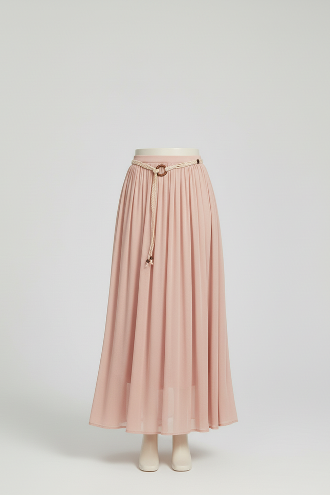 Jupe Longue Rose Pâle Fluide Bohème