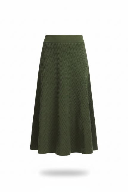Jupe Longue Vert Texturé Élégante