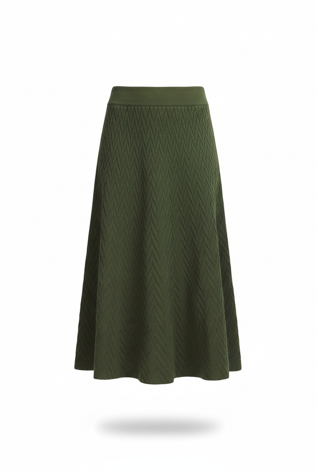 Jupe Longue Vert Texturé Élégante