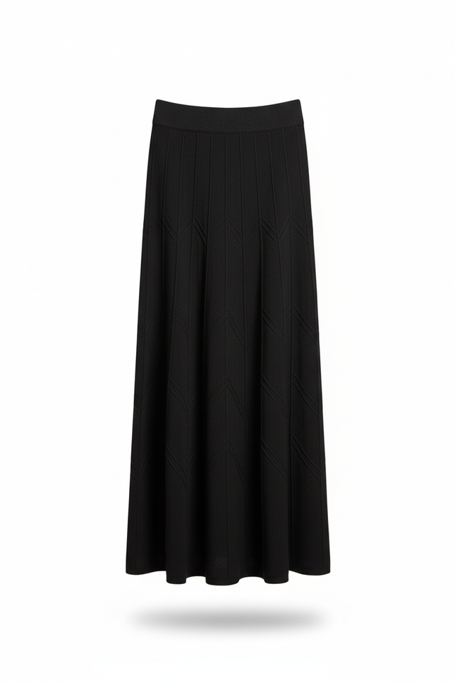 Jupe Longue Maille Noire Élégante