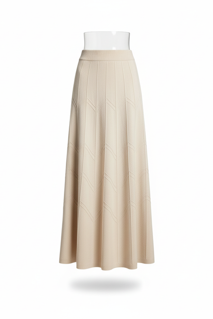 Jupe Longue Maille Crème Fluide