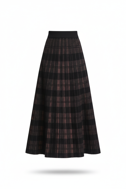 Jupe Longue Maille Carreaux Élégante