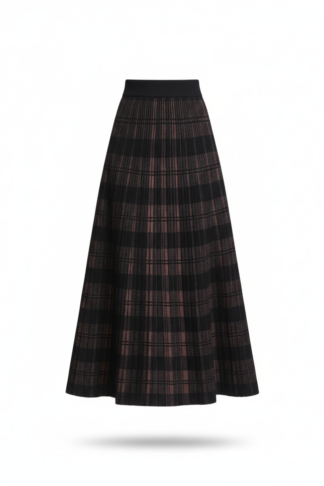 Jupe Longue Maille Carreaux Élégante