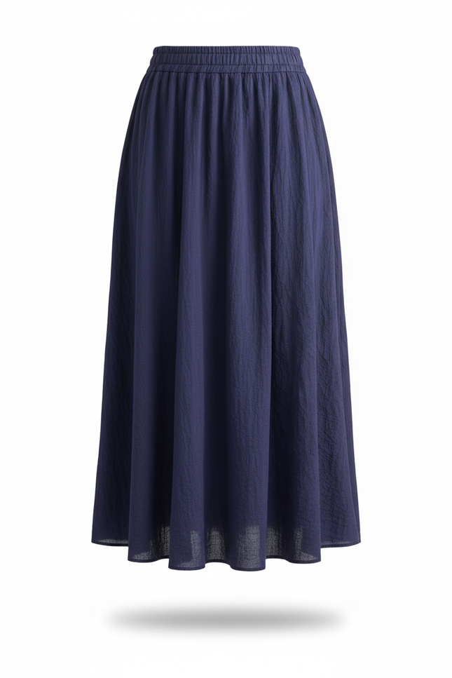 Jupe Longue Bleu Marine Fluide