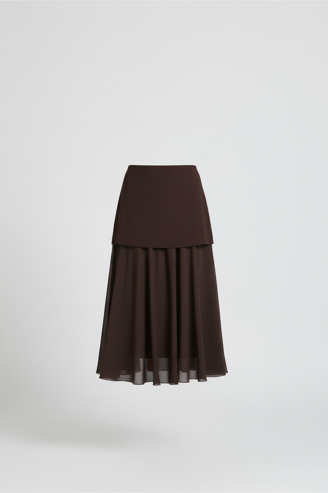 Jupe Longue Marron Plissée Élégante