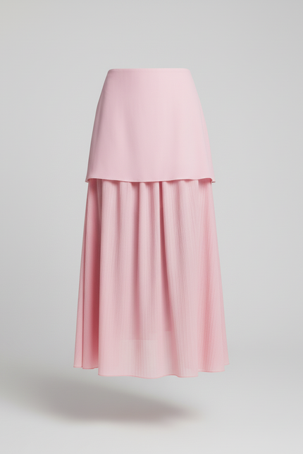 Jupe Longue Rose Pâle Plissée Élégante