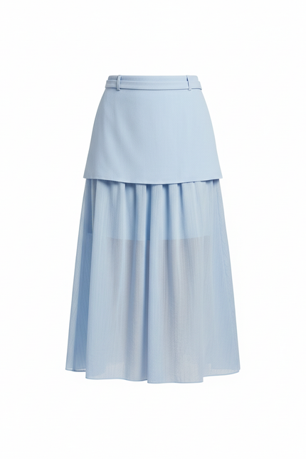 Jupe Longue Bleu Clair Plissée Élégante