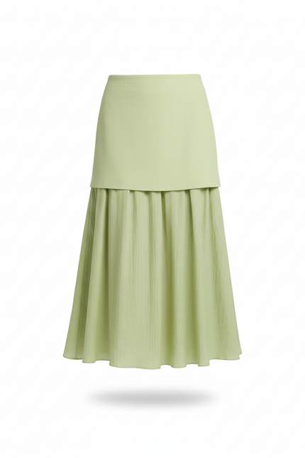 Jupe Longue Vert Plissée Élégante