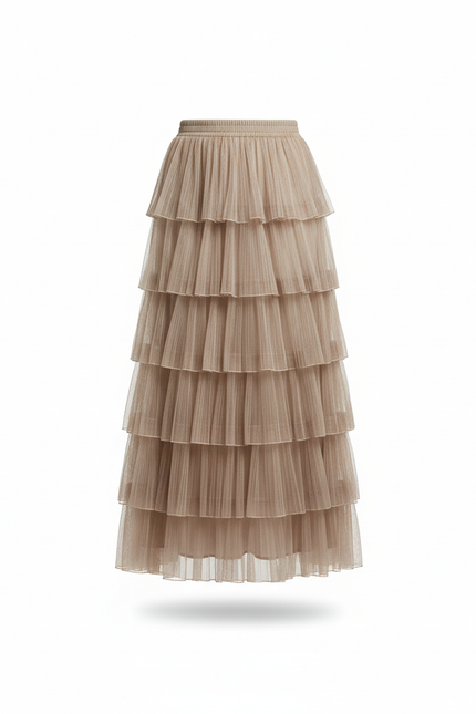 Jupe Longue Plissée Tulle Élégante Femme