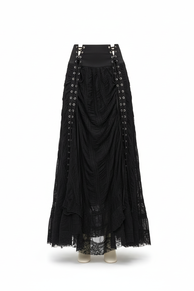 Jupe Longue Noire Dentelle Chic Élégante