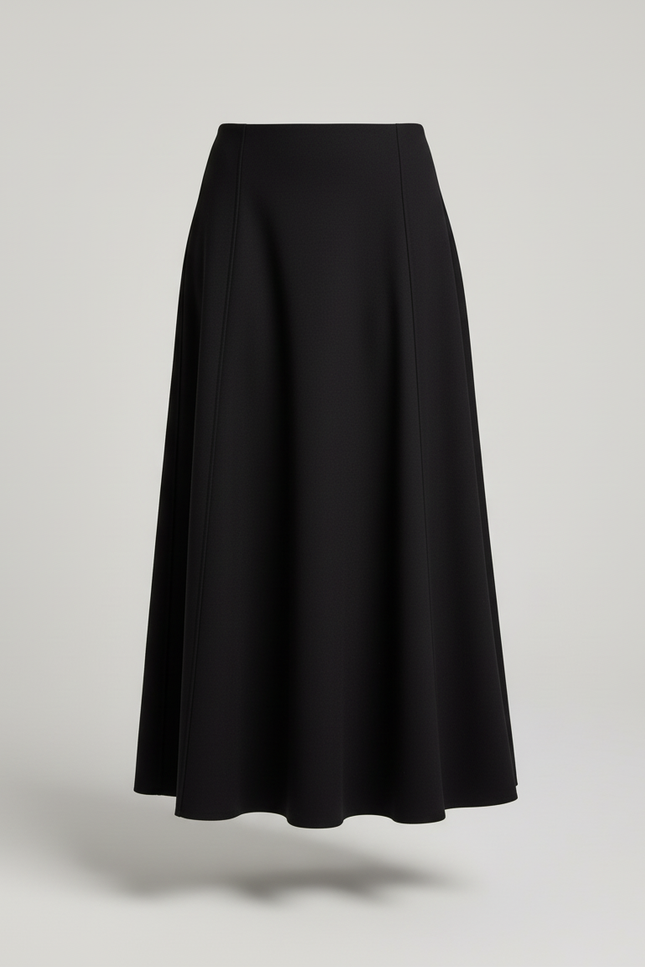 Jupe Longue Noire Évasée Fluide