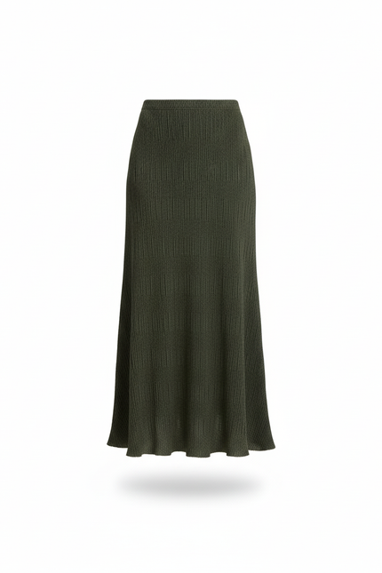 Jupe Longue Côtelée Évasée Chic
