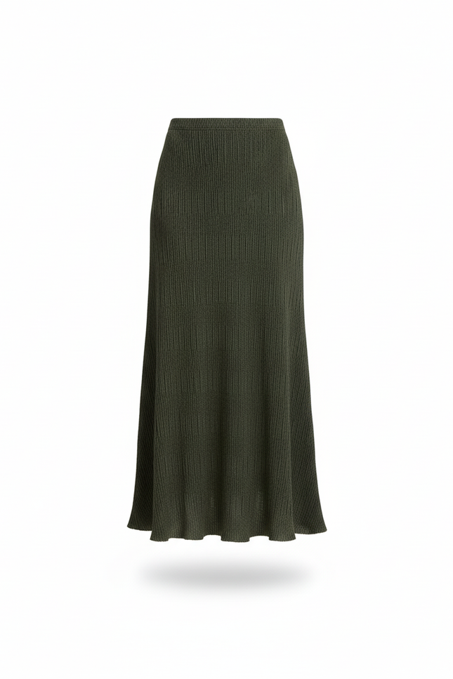Jupe Longue Côtelée Évasée Chic