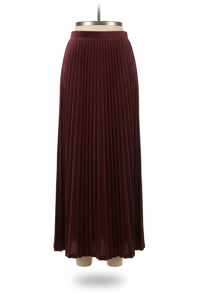 Jupe Longue Velours Plissée Élégante