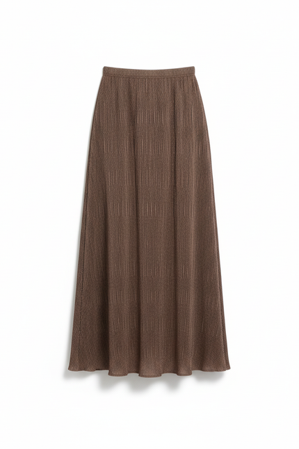 Jupe Longue Marron Plissée Fluide Femme