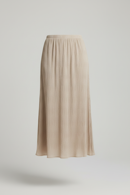 Jupe Longue Beige Plissée Fluide